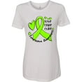 thumbnail image 3 of Inktastic Love, Care, Cure Lymphoma Awareness Lime Green Ribbon Hearts Women's T-Shirt, 3 of 5
