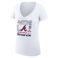 thumbnail image 2 of Women's G-III 4Her by Carl Banks White Atlanta Braves Collage Team Graphic V-Neck Fitted T-Shirt, 2 of 5