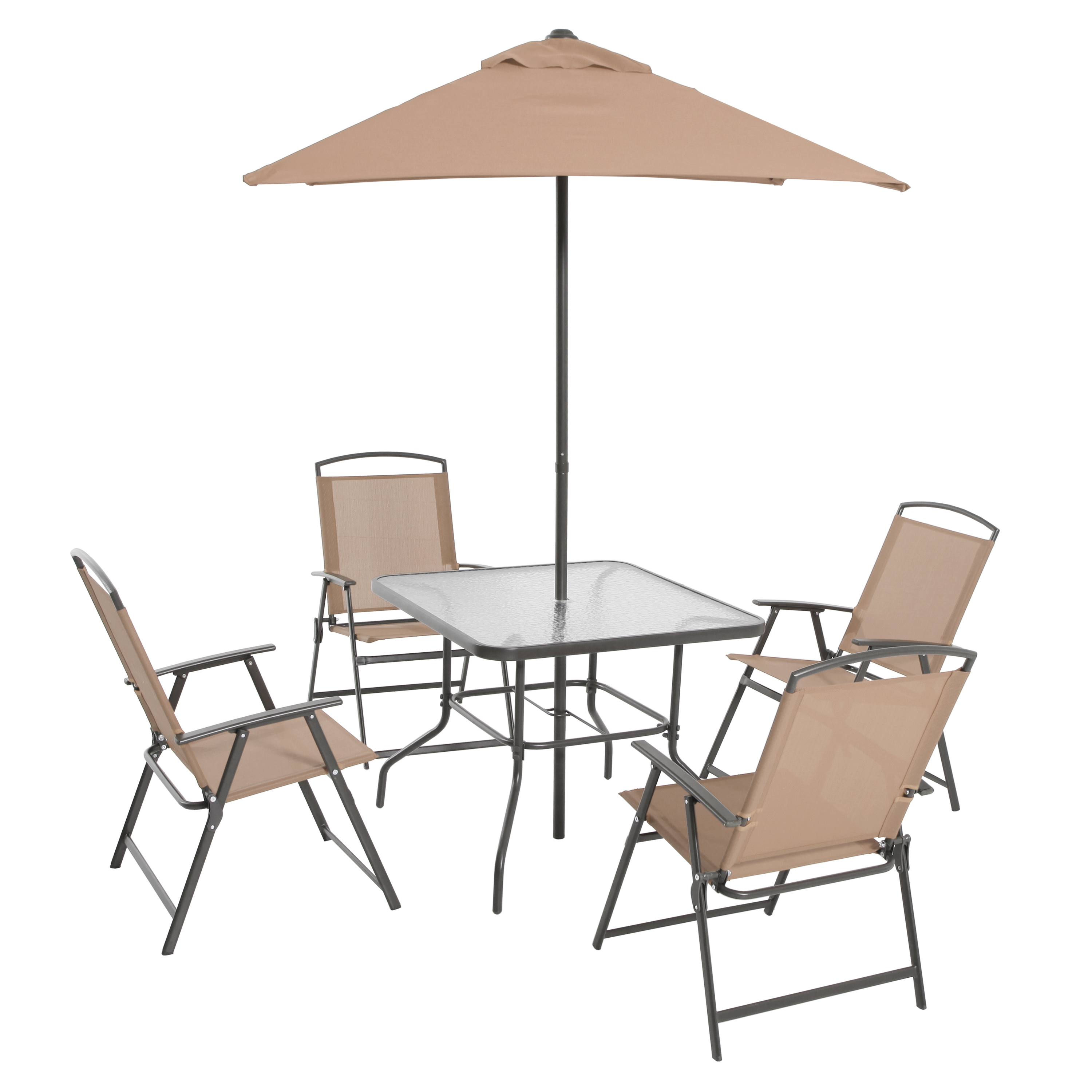 Mainstays Albany Lane Steel Outdoor Patio Dining Set of 6, Tan - image 3 of 13