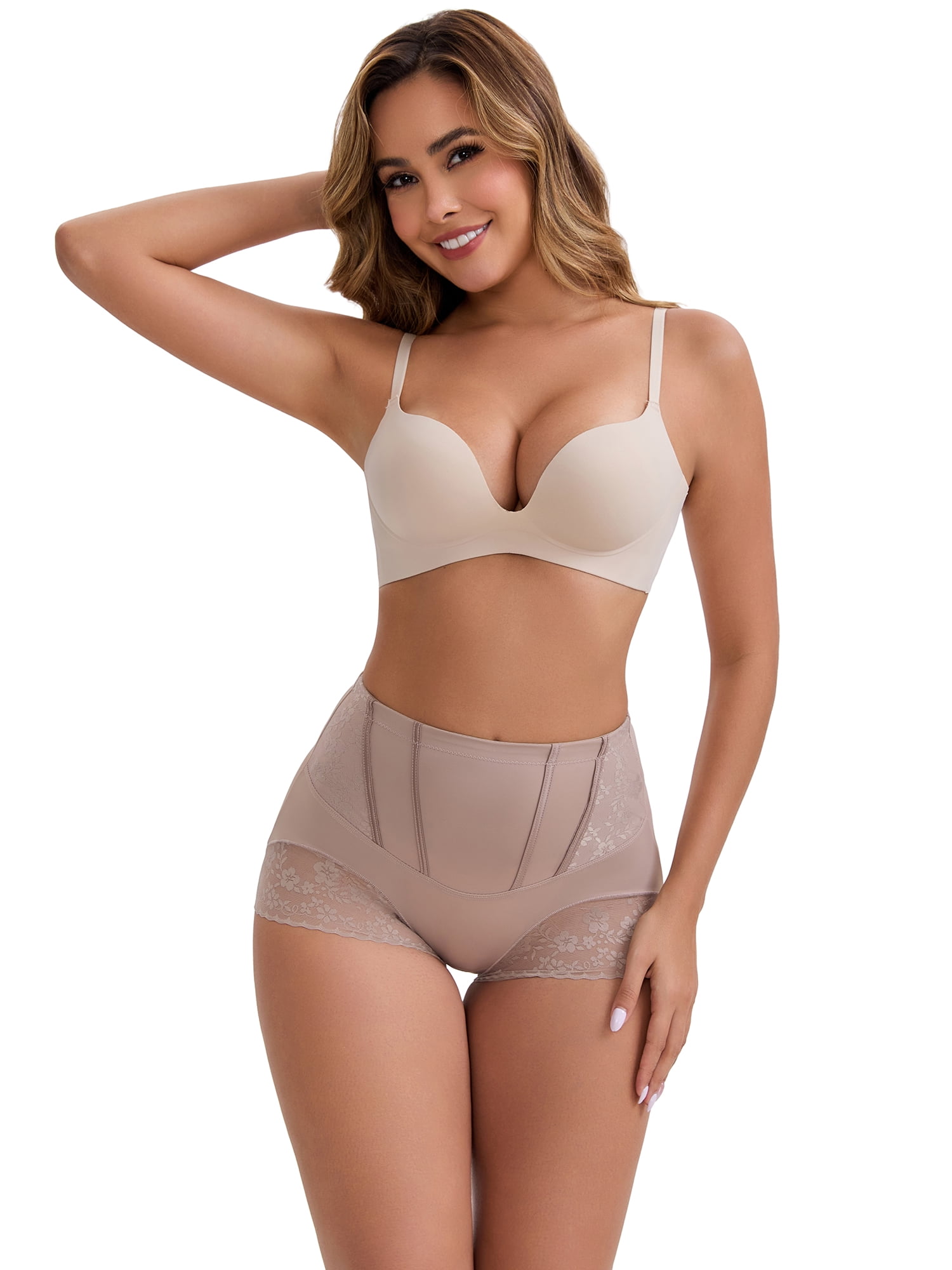 DARING DIVA High-Waisted Butt Lifting Underwear Seamless Panties XL Light Brown