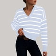 thumbnail image 2 of vigerkar Women Striped Sweater V Neck Sweaters Woman Cute Sweater Trendy Knit Long Sleeve Loose Pullover Sweaters (Sky Blue, L), 2 of 5