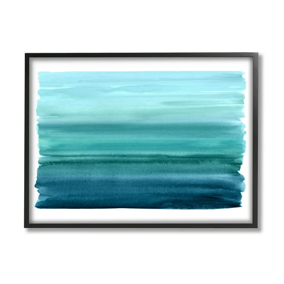 Stupell Industries Turquoise Gradient Shape Painting Graphic Art Black Framed Art Print Wall Art, Design by Allie Corbin