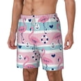 thumbnail image 2 of Uemuo Pink Striped Flamingo Pattern Mens Swim Trunks Quick Dry Board Shorts with Mesh Lining, Stretch Beach Shorts Quick Dry No-Chafing Board Shorts-Small, 2 of 9