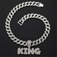 thumbnail image 2 of Men Women Hip Hop Letters KING Pendant Necklace with 15mm Cuban Chain HipHop Iced Out Bling Necklaces Fashion Charm Jewelry, 2 of 7