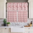 thumbnail image 2 of Red Curtain Valances Set Cycling Pattern People Animal Plant Kitchen Curtains 36&nbsp;inch Length Rod Pocket Valance and Tiers 3 Piece Set Small Bedroom Bathroom Laundry Decor, 2 of 9
