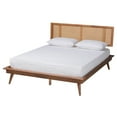 thumbnail image 4 of Baxton Studio Nura Mid-Century Modern Walnut Brown Finished Wood and Rattan Queen Size 3-Piece Bedroom Set, 4 of 13