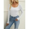 thumbnail image 4 of Womens Long Sleeve Scoop Neck Shirts Knit Tops Slim Fitted Tees Basic Casual Fall Outfits, 4 of 6