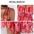 thumbnail image 4 of Vestido floral con tirantes sin mangas para mujer, falda de una línea con borde de oreja de madera de verano, rojo, L, 4 of 7