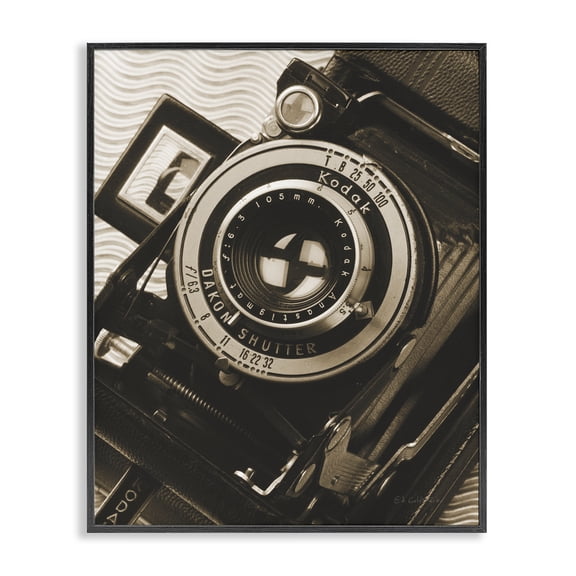 Stupell Industries Eclectic Vintage Camera Sepia Photograph Black Framed Giclee Art, 11 x 14, by Ed Goldstein