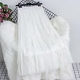 thumbnail image 2 of Ediodpoh Women's Skirts Fashion Casual Heavy Industry Nail Bead Petal Mesh Skirt High Waist Mid Length Skirt Womens Midi Skirt White One Size, 2 of 5