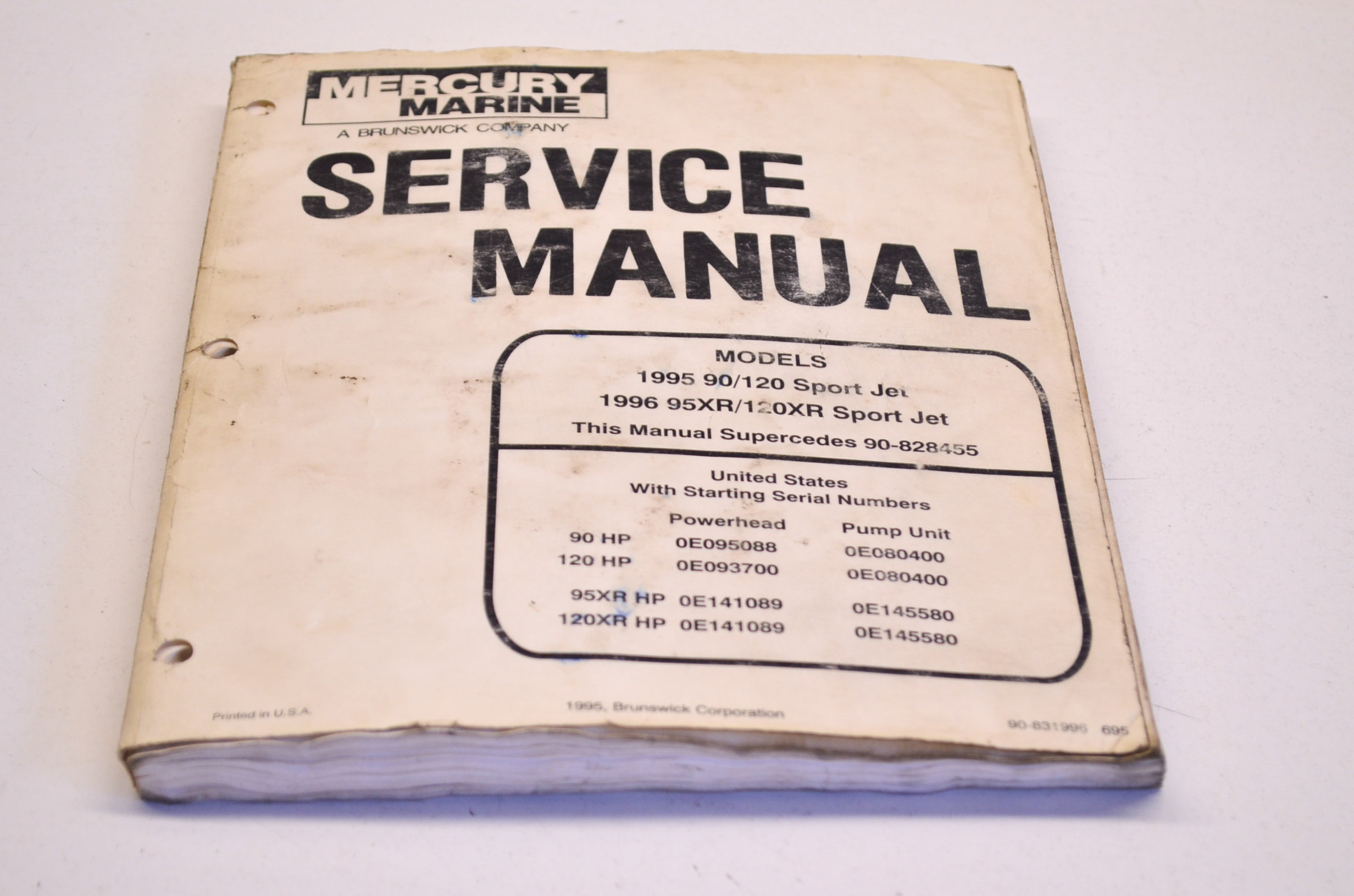 Mercury 90-831996 Service Manual 1995 90/120 1996 96 95XR 120XR QTY 1 -  Walmart.com