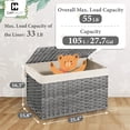 thumbnail image 5 of CAPHAUS Handwoven Storage Basket w/ Lid and Handles, 2 Removable Liner Bags, Foldable Clothes Hamper for Laundry, Large Synthetic Rattan Laundry Hamper w/ Lid, Laundry Basket w/ Lid, 105L, Grey, 5 of 8