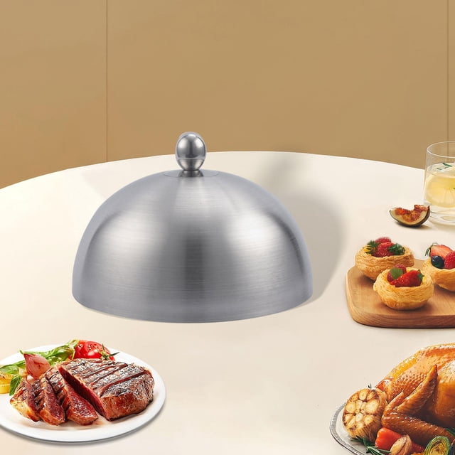 Cúpula para derretir queso, cubierta para cocinar al , acero inoxidable, Universal, con asa, cubierta para hamburguesas, para carnes y barbacoa 14cmx7cm