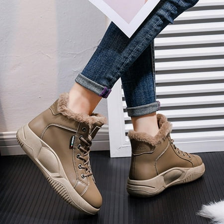 

Dpityserensio Women s High Top Thick Sole Boots Thick-Soled Casual Shoes Cozy thermal Lining Sneakers Bootie Ankle Boots Shoes Brown 6.5(38)