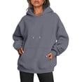 thumbnail image 1 of Womens Oversized Hoodies Fleece Sweatshirts Fall Fashion Pullover Sweaters Winter Clothes Dark Gray S, 1 of 9