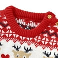 thumbnail image 5 of Baby Boys Girls Sweater Christmas Clothes Romper Reindeer Long Sleeve Elk Printed Jumpsuit New Year's Costume +hat Red Set,0-18 M, 5 of 8