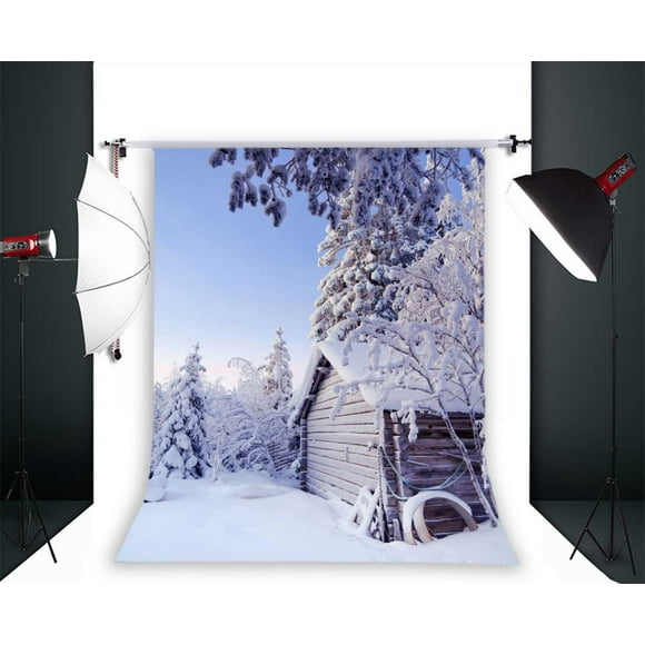 YUSDECOR 7x5ft Photography Backdrops Children Wood House Photo Paper wall Winter Snow Baby Background