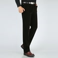 thumbnail image 3 of Men's Solid Corduroy Dress Pants Casual Straight Business Formal Pants Button Zipper High Waist Pocket Trousers Long Pants, 3 of 5