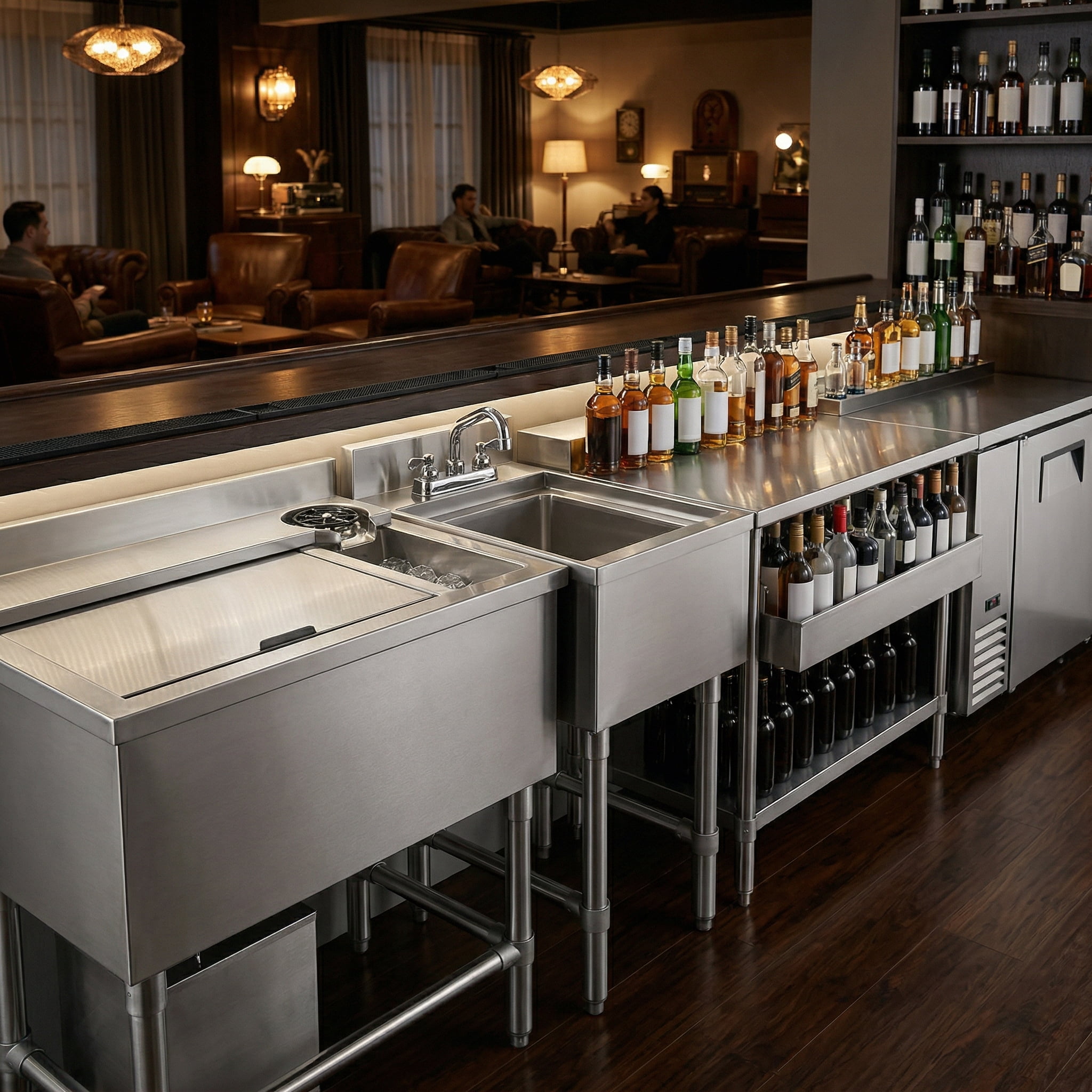 AmGood Commercial Underbar Hand Sink 22.5 in. x 12 in. x 30 in. Stainless Steel with Backsplash Faucet Included NSF, Single Bowl Bar Prep Sink
