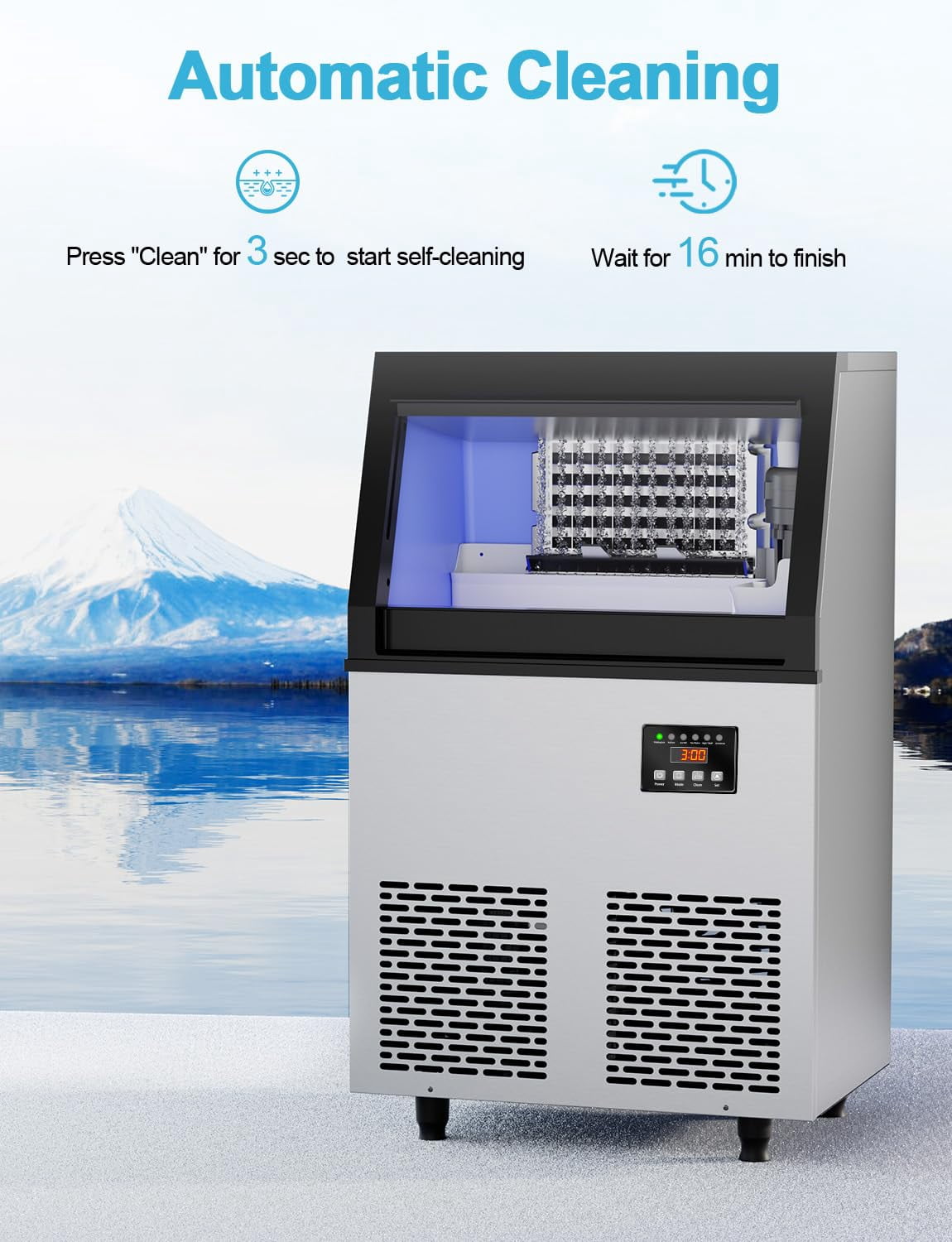 Coolski Commercial Ice Maker, 150 lbs/24H, Under Counter Ice Machine with 35 lbs Bin Capacity