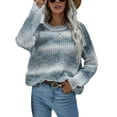 thumbnail image 2 of Mialoley Automne Hiver Arc-en-Ciel Tricotés Chandails Femmes Col Rond Pull-Overs Mode Couleur Bloc Cravate Teinture Imprimer Pulls Lâches, 2 of 6