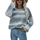 thumbnail image 2 of VISgogo Suéteres de cuello redondo para mujer, blusas de punto sueltas con estampado de teñido anudado de bloque de color de manga larga VISgogo  moda, 2 of 9