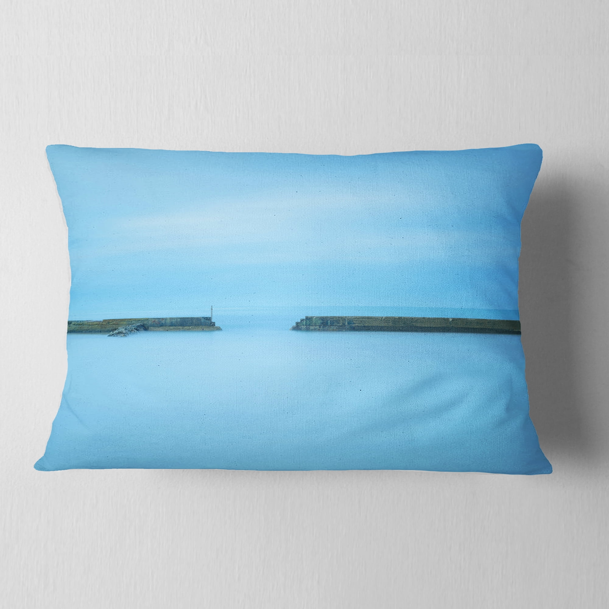 Designart Concrete Pier and Stairs - Seascape Throw Pillow - 12x20