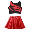 thumbnail image 3 of iiniim Girls Metallic Crop Top with Mini Skirt Ballet Dance Jazz Hip Hop Performance Competition Red 14, 3 of 7