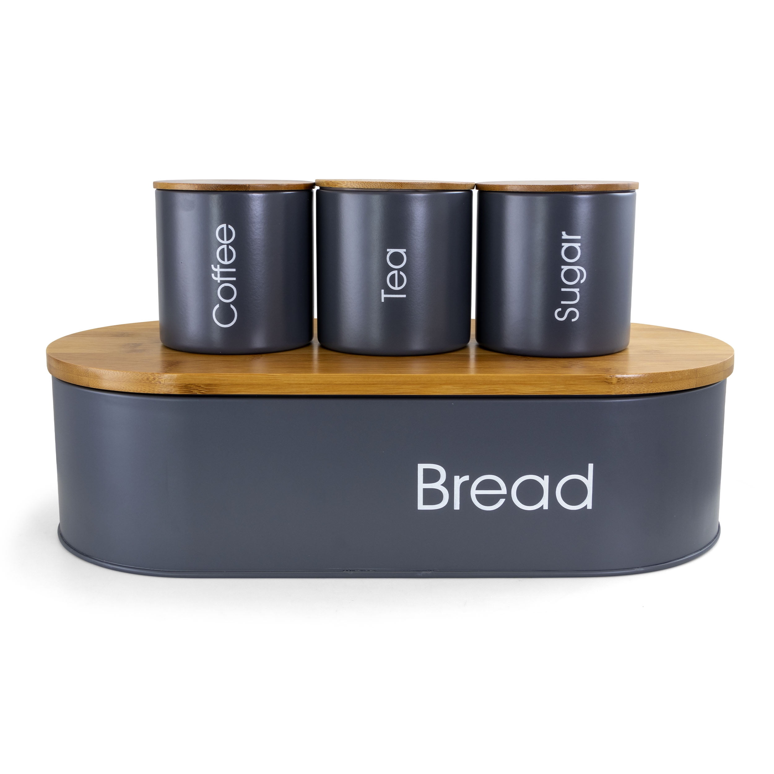 Megachef Bamboo Kitchen Countertop 4 Piece Metal Bread Basket And