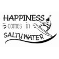 thumbnail image 1 of DIY Removable Surfing Quotes Wall Decal | Happiness Comes In Salty Water | 12" x 20" Stick And Peel Home Kids Bedroom Living Room Wall Art Adhesive Vinyl Beach Surfer Decoration Sticker - Black, 1 of 4