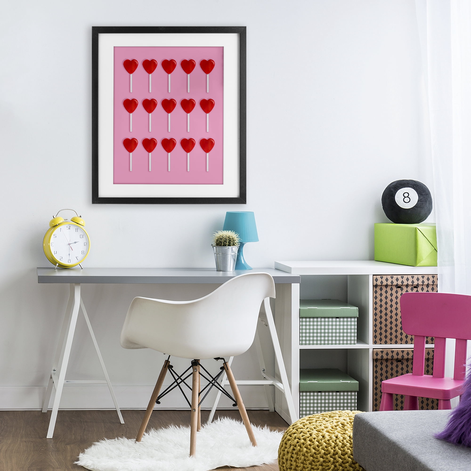 Stupell Industries Heart Lollipops Collection Black Framed Print Under Glass, design by LISH Creative