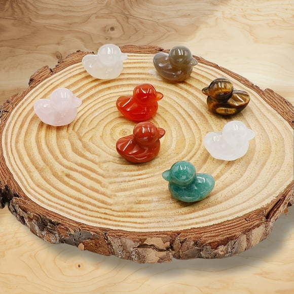 YAOMOBB Natural Stone Animal Sculpture Faux Crystal Agate Stone Duck Figurines Miniature Carving Model Ornament Craft Art Decoration