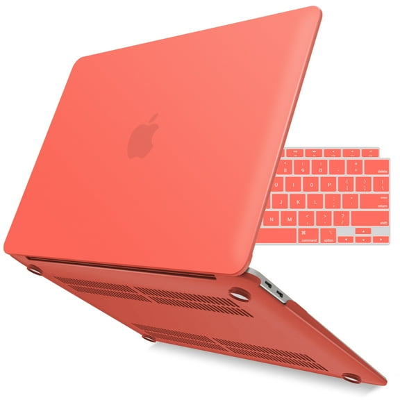 iBenzer Compatible with 2022 2021 2020 MacBook Air 13 inch Case M1 A2337 A2179 A1932, Plastic Hard Shell Case with Keyboard Cover for Mac Air 13 with Touch ID (2018-2022), Coral Orange, W-AT13-LCOR 1