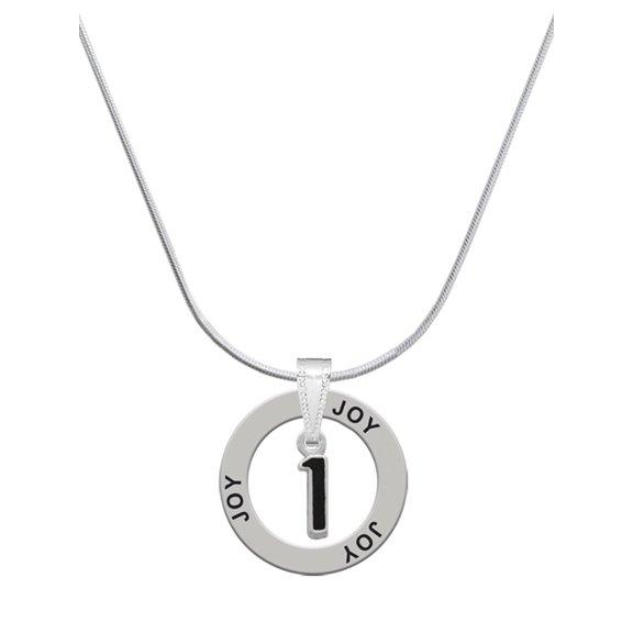 Delight Jewelry Silvertone Black Number - 1 Joy Ring Charm Necklace, 18"