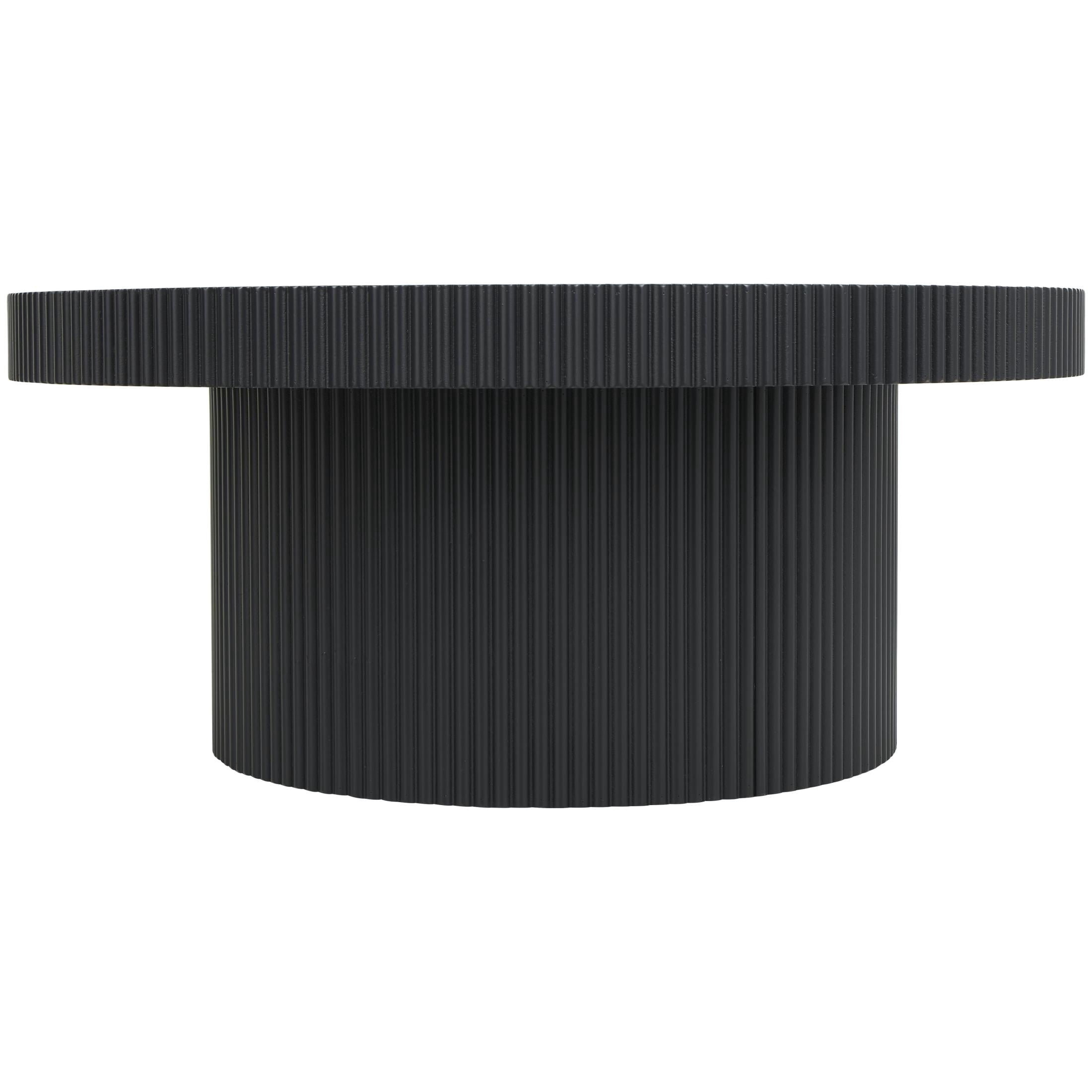 DecMode 36" x 16" Black Wooden Dimensional Ribbed Coffee Table, 1-Piece