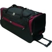36" Polyester Rolling Wheeled Duffel Bag Travel Duffel Bag on Wheel (Brrgundy)