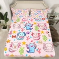 thumbnail image 2 of Castle Fairy Kids Boys Girls Cartoon Animal Salamander Full Size Sheets 4-Piece,Kawaii Marine Axolotl Breathable Bed Sheets,Ocean Sea Theme Lightweight Sheet Sets,Microfiber Bedroom Decor, 2 of 7