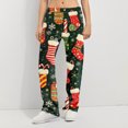 thumbnail image 6 of WTOBBY Women's Festive Christmas Pattern Pajama Pants with Elastic Waist - Holiday Themed Sleepwear for Comfortable Home Lounge Wear - Straight Leg Comfortable Fit,Dark Green S, 6 of 8