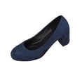 thumbnail image 2 of Aobny High Heels Shoes Women Pumps Shoes Dress Shoes Heels Chunky Shoes Slip-On Blue Soft Toe Mid Heel Round Toe Womens Shoes Casual,Size 39, 2 of 9