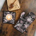 thumbnail image 5 of Black and Pink Of Leopard Print Kitchen Oven Mitt and Pot Holder Sets 2 Pcs for Baking, Cooking and Grilling, Heat Resistant Up To 392 °F, 5 of 7