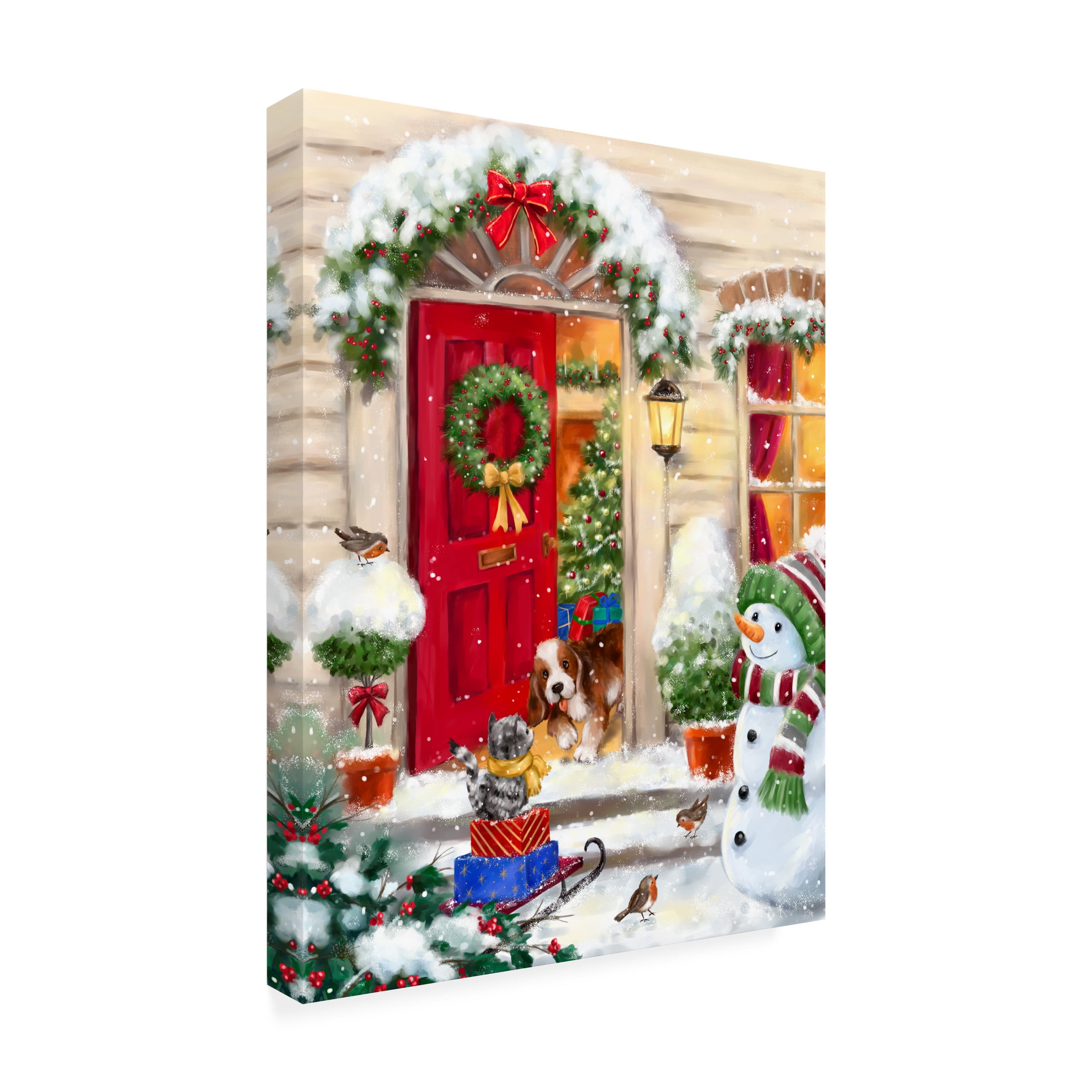 MAKIKO 'Christmas Red Door And Friends' Canvas Art