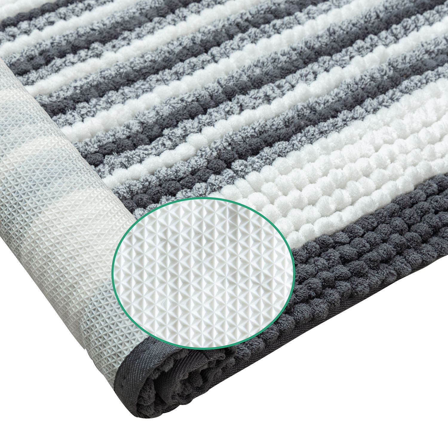 Phantoscope Soft Chenille Bathroom Rugs, 17 x 20 in and 20 x 30 in, Quick Dry, Non-Slip Backing, Dark Gray