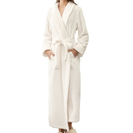 Yuhangmm Women s Winter Lengthened Bathrobe Home Clothes Shawl Long Sleeved Robe Coat Thigh High Stockings for Women Lingerie
