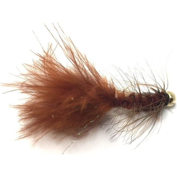 Feeder Creek Bead Head Wooly Bugger Fly Fishing Flies with Flash for Trout,  Bass and Steelhead, 12pc Handmade, 4 Size 