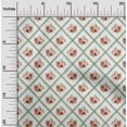 thumbnail image 1 of oneOone Popeline en Coton Biologique Sergé Tissu Imprimé Floral Losanges/feuilles et Roses au Mètre 42 Pouces de Large, 1 of 4