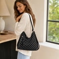 thumbnail image 5 of JGTDBPO Tote Bag Detachable Polka Dot Pattern Fabric Shoulder Bag with Strap Zipper Pocket Casual Daily Handbag 10x10 in, 5 of 6