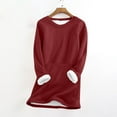 thumbnail image 3 of Scyoekwg Winter Warm Fleece Sweatshirts for Women Round Neck Womens Tops Long Sleeve Casual Fleece Lined Thick Thermal Pullover Loungewear (Red,XL), 3 of 6