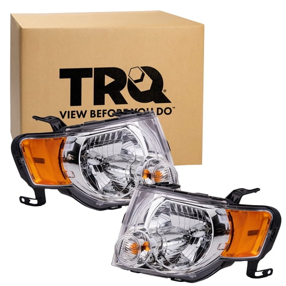 TRQ Headlight Assembly Set FO2502229 FO2503229 Fits 2008-2012 Ford Escape