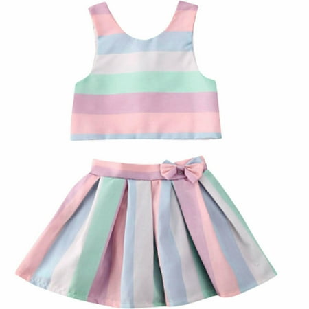 

Toddler Baby Girls Clothes Vest Tops + Tutu Skirts Party Outfits Sets Summer