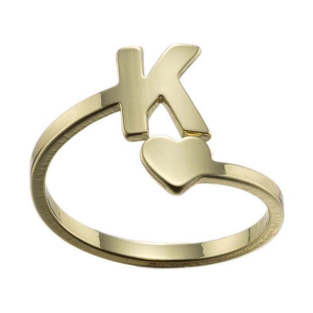 Bagues à Ouverture de Lettres Anglaises en Acier Inoxydable pour Filles Amour Bijoux Rétro